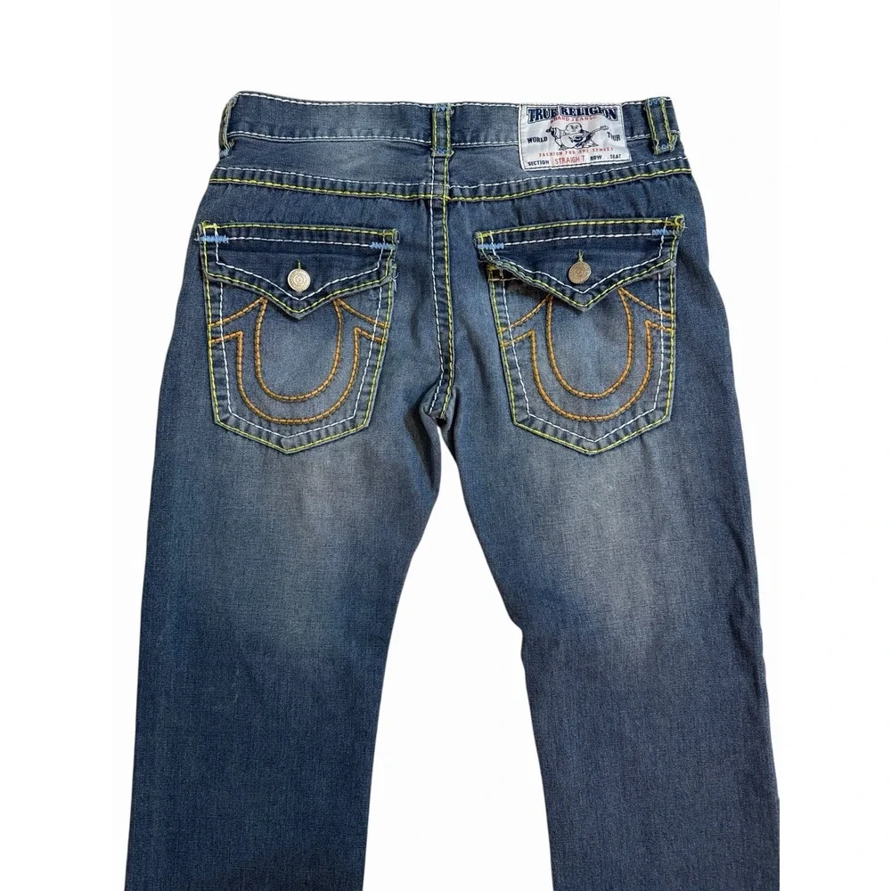 True Religion Y2K Denim‎ Jeans 36 Multicolor Billie Rope Stitch Straight Leg